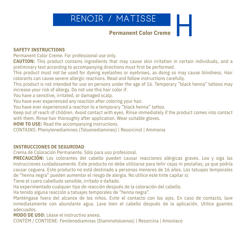 HAIR DYE MATISSE - DEMI-PERMANENT - 60GR